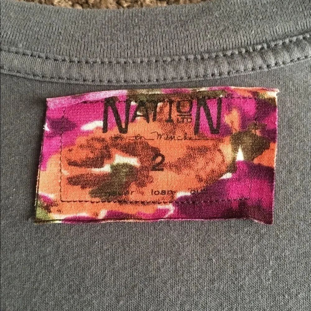 Nation V Neck Grey Basic T-Shirt - Picture 3 of 4